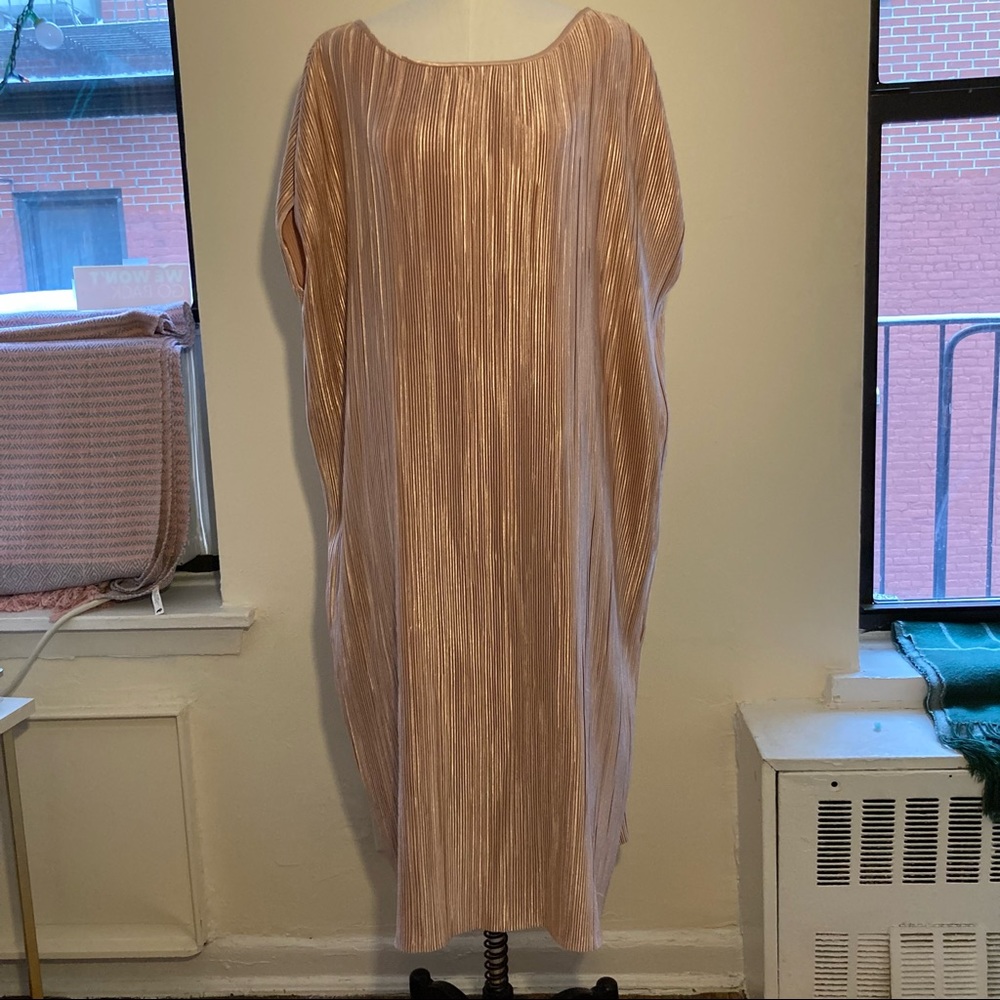 NWT Powder pink Marina Rinaldi micro pleated dress, Size XL